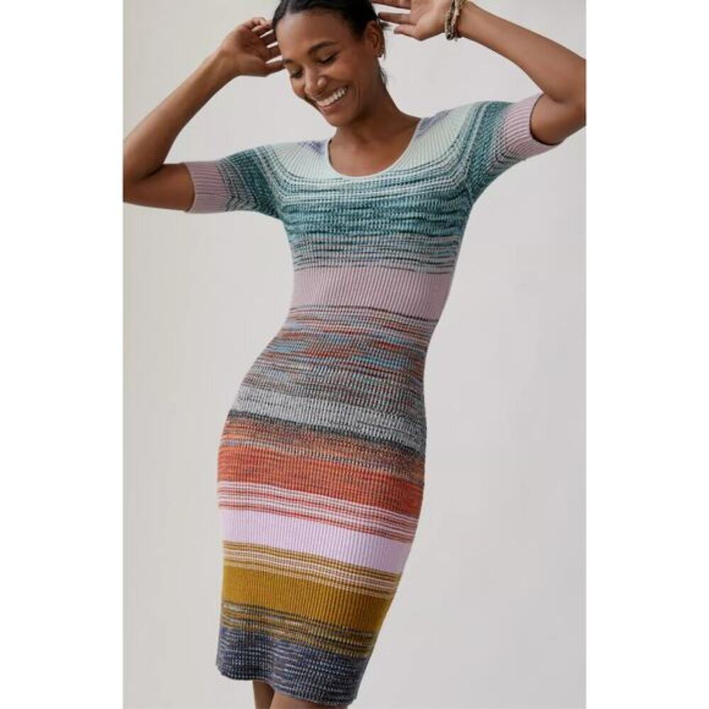 Anthropologie Space-Dyed Knit‎ Midi Dress